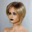 Wig Blonde Mixed Brown Bob Wigs Fashion Women's Mixed Color Blond Hair Fluffy Short Curly Hair With Oblique Bangs Natural Synthe - Slobuy