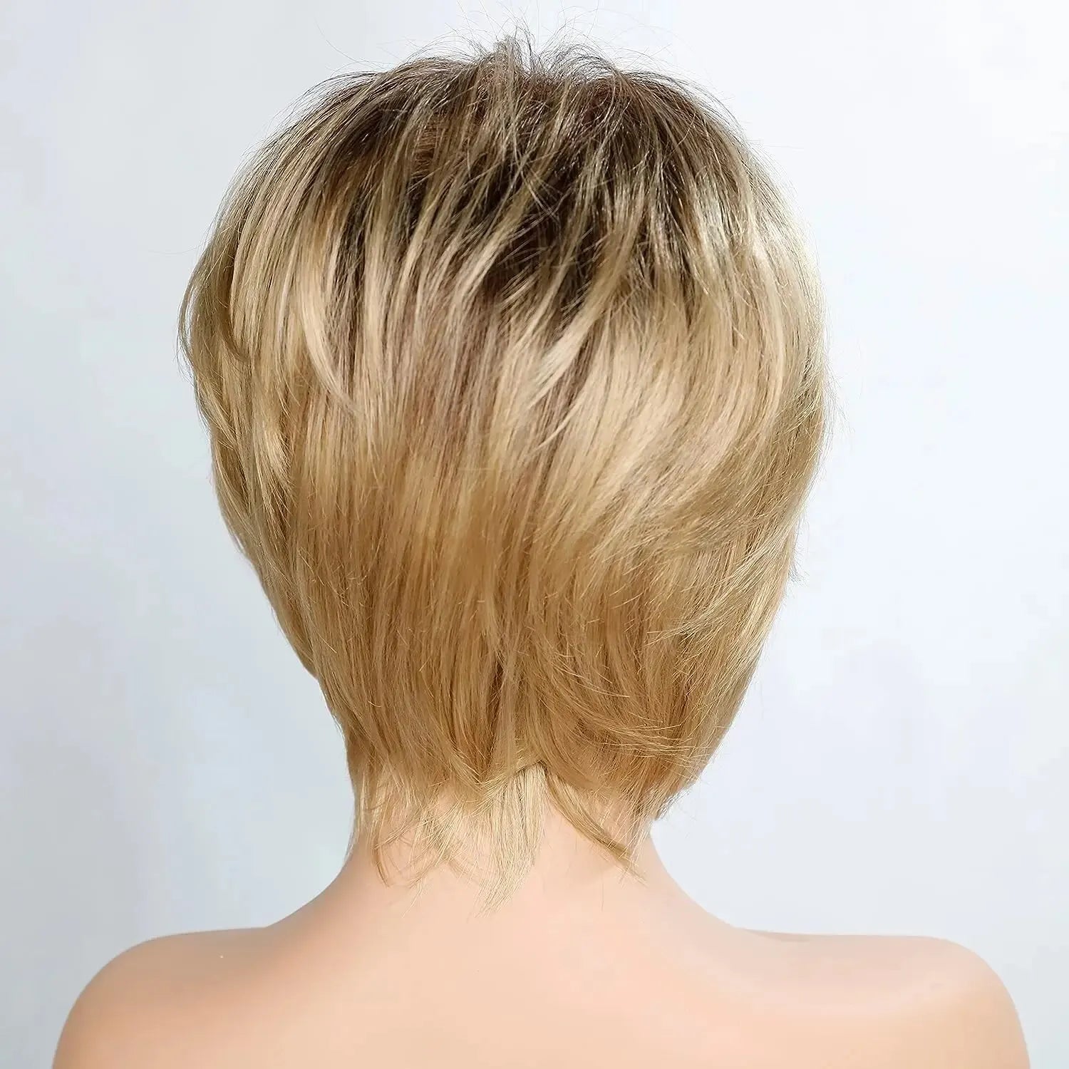 Wig Blonde Mixed Brown Bob Wigs Fashion Women's Mixed Color Blond Hair Fluffy Short Curly Hair With Oblique Bangs Natural Synthe - Slobuy