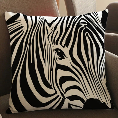 Wild Animal Style Decorative Cushion African Zebra Elephant Giraffe Cushion Square Throw Pillows Cotton Linen Pillowcase 45x45cm - Slobuy