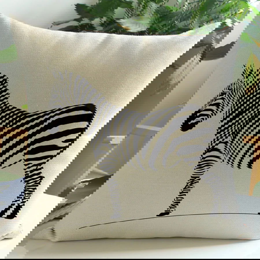 Wild Animal Style Decorative Cushion African Zebra Elephant Giraffe Cushion Square Throw Pillows Cotton Linen Pillowcase 45x45cm - Slobuy