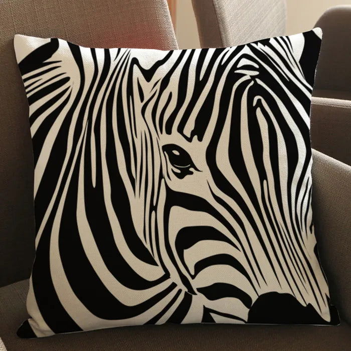Wild Animal Style Decorative Cushion African Zebra Elephant Giraffe Cushion Square Throw Pillows Cotton Linen Pillowcase 45x45cm - Slobuy