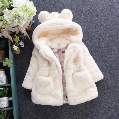 Winter Baby Girls Clothes Faux Fur Coat Fleece Jacket Warm Snowsuit Hooded Parka Children's Outerwear Autumn Clothing - Slobuy
