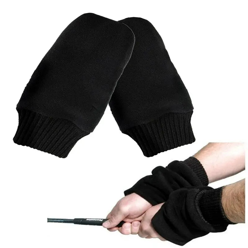 Winter Golf Gloves Men Mitts Mitten Warm Fleece in Pair, Pull Up Fit Soft Comfortable Set - Slobuy