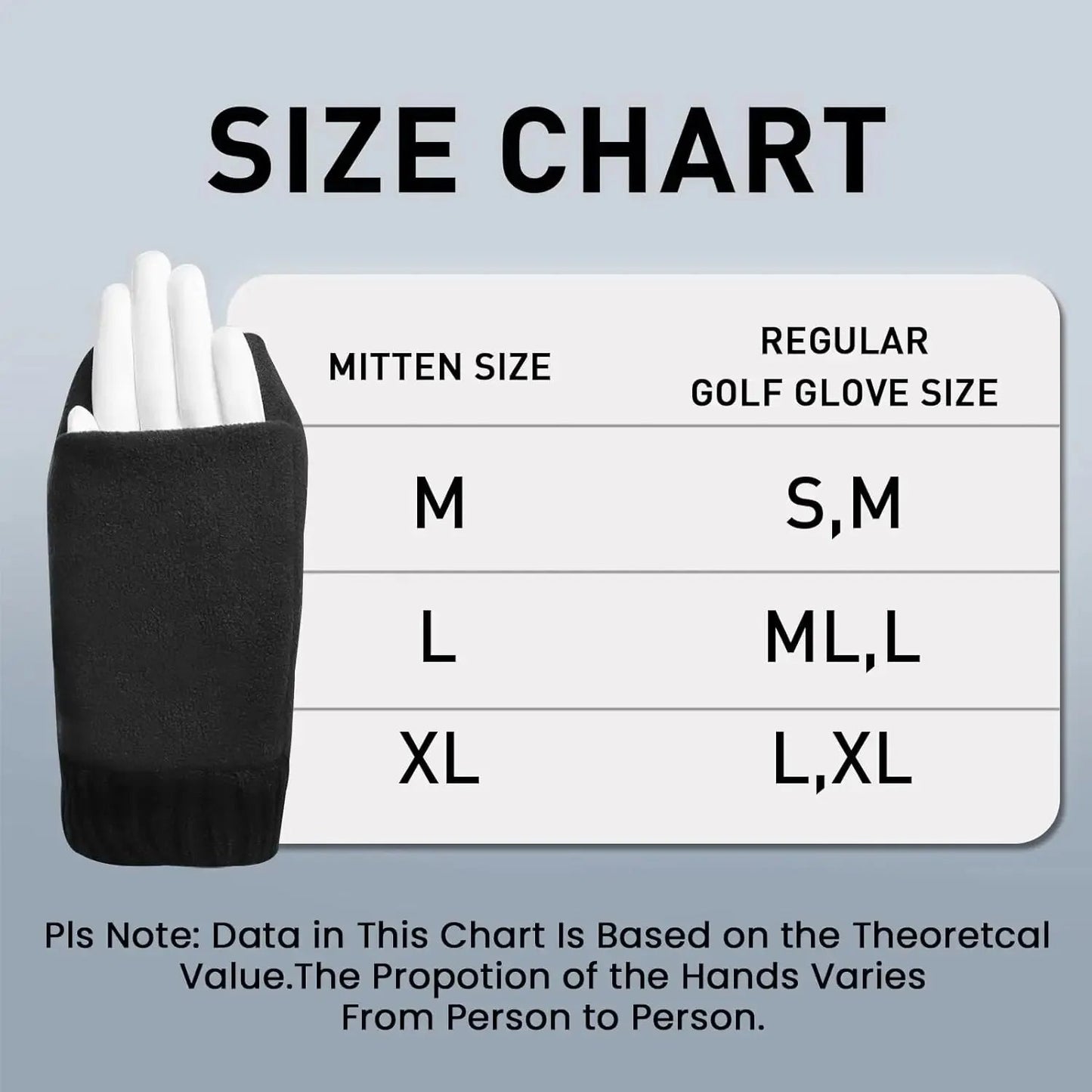 Winter Golf Gloves Men Mitts Mitten Warm Fleece in Pair, Pull Up Fit Soft Comfortable Set - Slobuy