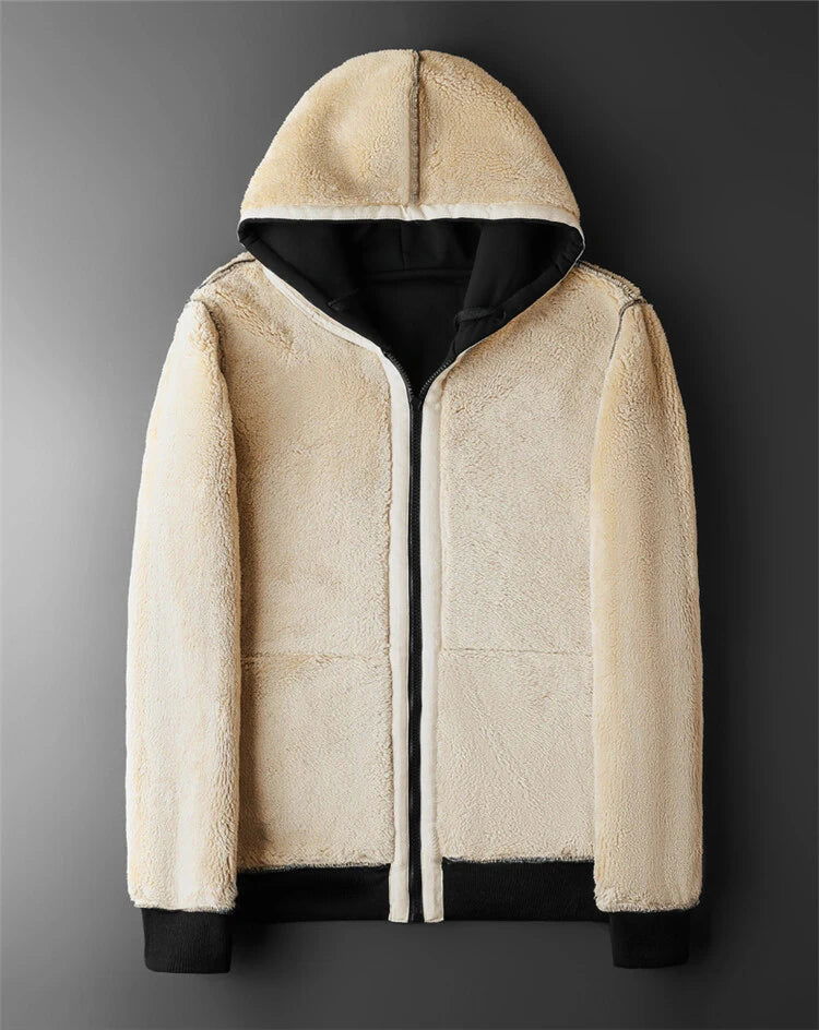 Winter Lambswool Zipper Hoodies Thicken Warm Jackets Long Sleeve Sweatshirts Casual Sports Fleece Black Coats Hooded Men Coat To - Slobuy