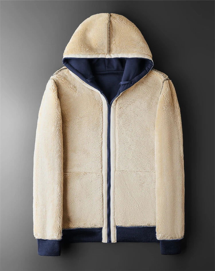 Winter Lambswool Zipper Hoodies Thicken Warm Jackets Long Sleeve Sweatshirts Casual Sports Fleece Black Coats Hooded Men Coat To - Slobuy