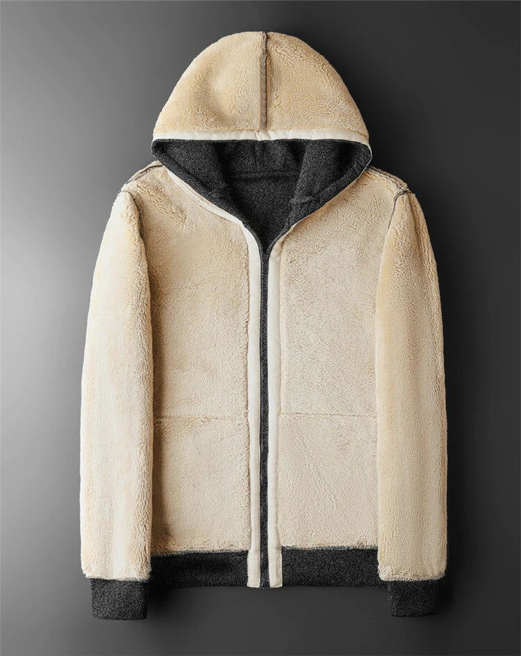 Winter Lambswool Zipper Hoodies Thicken Warm Jackets Long Sleeve Sweatshirts Casual Sports Fleece Black Coats Hooded Men Coat To - Slobuy