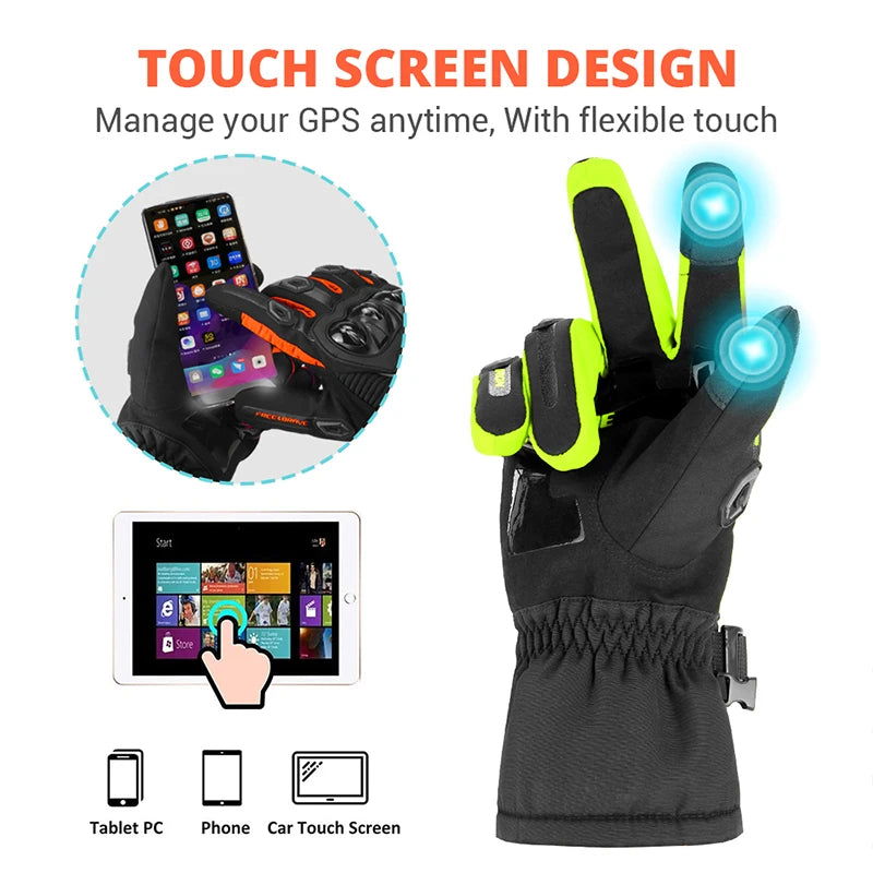 Winter Motorcycle Gloves Waterproof Gant Moto Warm Men Full Finger Moto Gloves Touch Screen Guantes Motorbike Riding Gloves - Slobuy