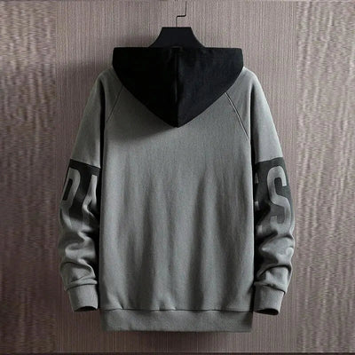 Men's Fall/Winter New Casual And Versatile Contrast Monogram Print Long Sleeve Hooded Sweatshirt - Slobuy