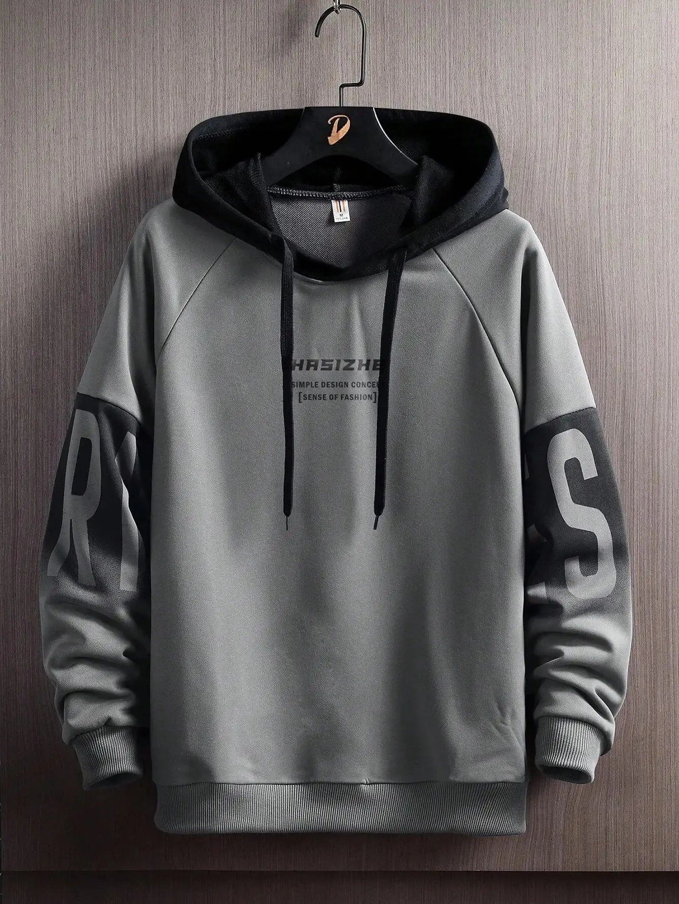 Men's Fall/Winter New Casual And Versatile Contrast Monogram Print Long Sleeve Hooded Sweatshirt - Slobuy