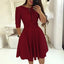 Fashion Women Patchwork A-line Dresses Autumn/Winter Round Neck Printed Belt Party Dress Elegant Office Lady Zipper Dress - Slobuy