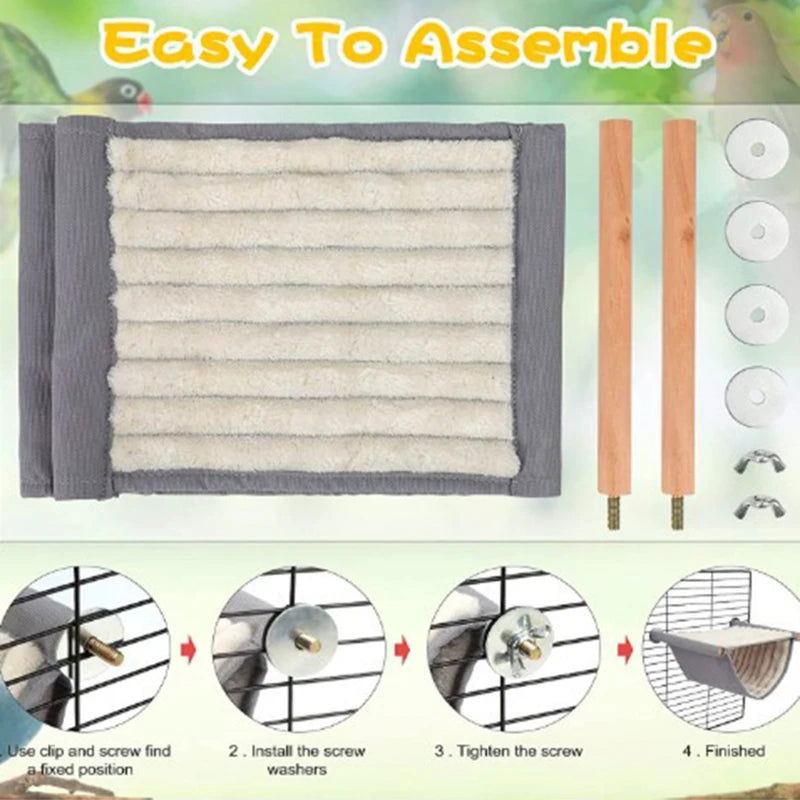 Winter Warm Bird Nest House Shed Hut Hanging Hammock Finch Cage Plush Fluffy Birds Hut Hideaway for Parrot Bird Cage Accessories - Slobuy