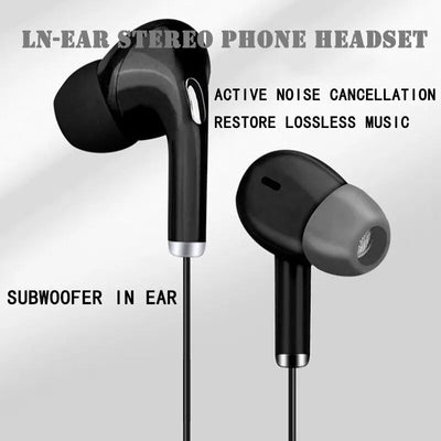Wired Headset With Microphone Black Macaron Inear Gaming Mobile Phone Computer Live Recording 3.5 Interface Headset - Slobuy