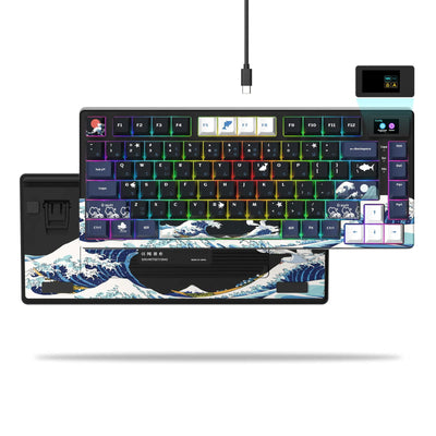 Wired Mechanical Gaming Keyboard with OLED Display Full Key Hot-Swappable Pudding RGB Backlit Keyboard for PC Computer Laptop - Slobuy