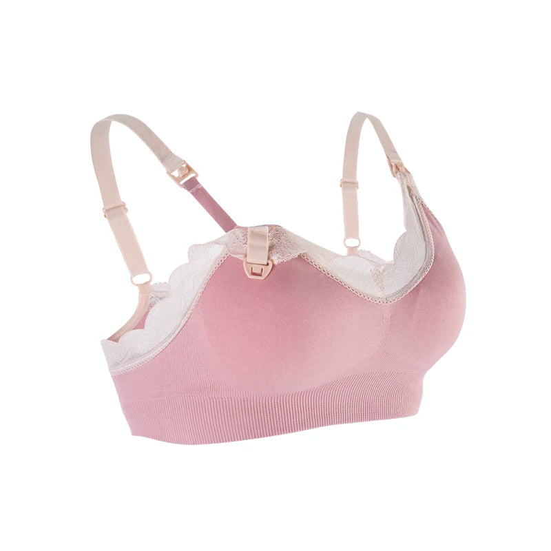 Wireless Front Open Nursing Bra Soft Lace Breathable Seamless Maternity Breastfeeding Bras Maternal Support For Pregnant Women - Slobuy