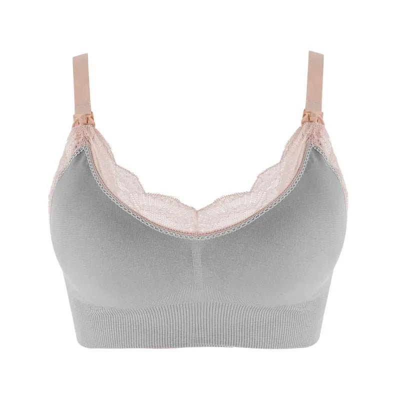 Wireless Front Open Nursing Bra Soft Lace Breathable Seamless Maternity Breastfeeding Bras Maternal Support For Pregnant Women - Slobuy