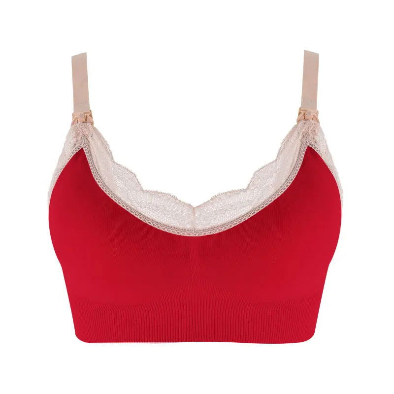 Wireless Front Open Nursing Bra Soft Lace Breathable Seamless Maternity Breastfeeding Bras Maternal Support For Pregnant Women - Slobuy