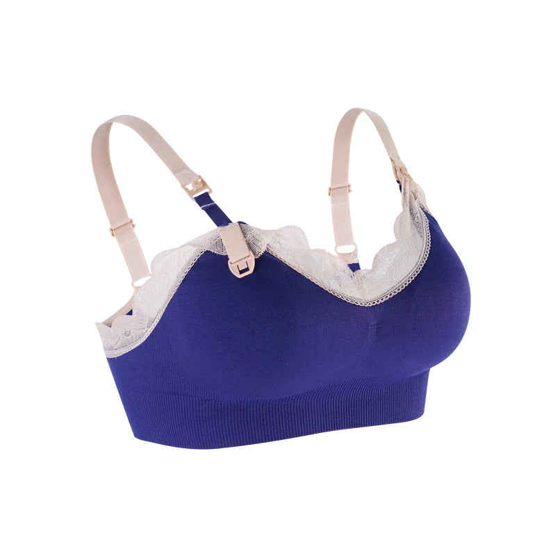 Wireless Front Open Nursing Bra Soft Lace Breathable Seamless Maternity Breastfeeding Bras Maternal Support For Pregnant Women - Slobuy