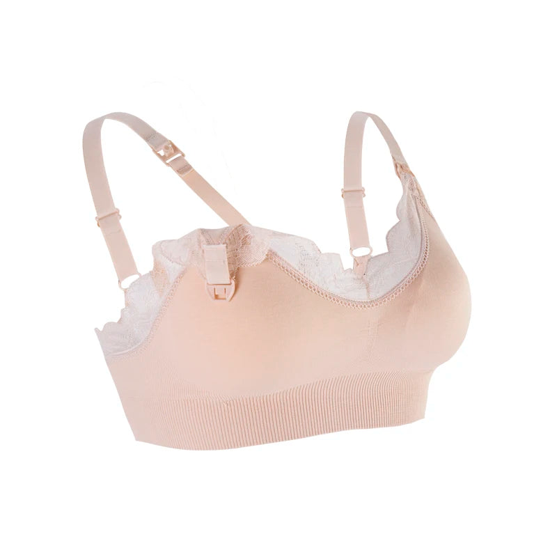 Wireless Front Open Nursing Bra Soft Lace Breathable Seamless Maternity Breastfeeding Bras Maternal Support For Pregnant Women - Slobuy