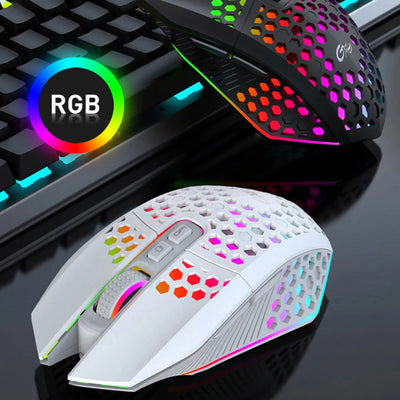 Wireless Gaming Mouse 3 Gears X801 8 Buttons 1600 DPI Adjustable RGB Rechargeable Computer Mice for Household Computer Accessory - Slobuy