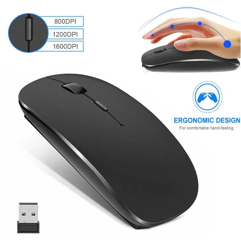 Wireless Mouse 2.4GHz Slim Portable Computer Mice with USB Receiver Gamer 1600DPI for Laptop Desktop PC Computer Accessories - Slobuy