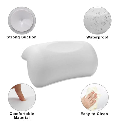 With Suction Cups Easy To Clean SPA Bath Pillow Bathroom Accessories Bathtub Headrest Non-slip Soft - Slobuy