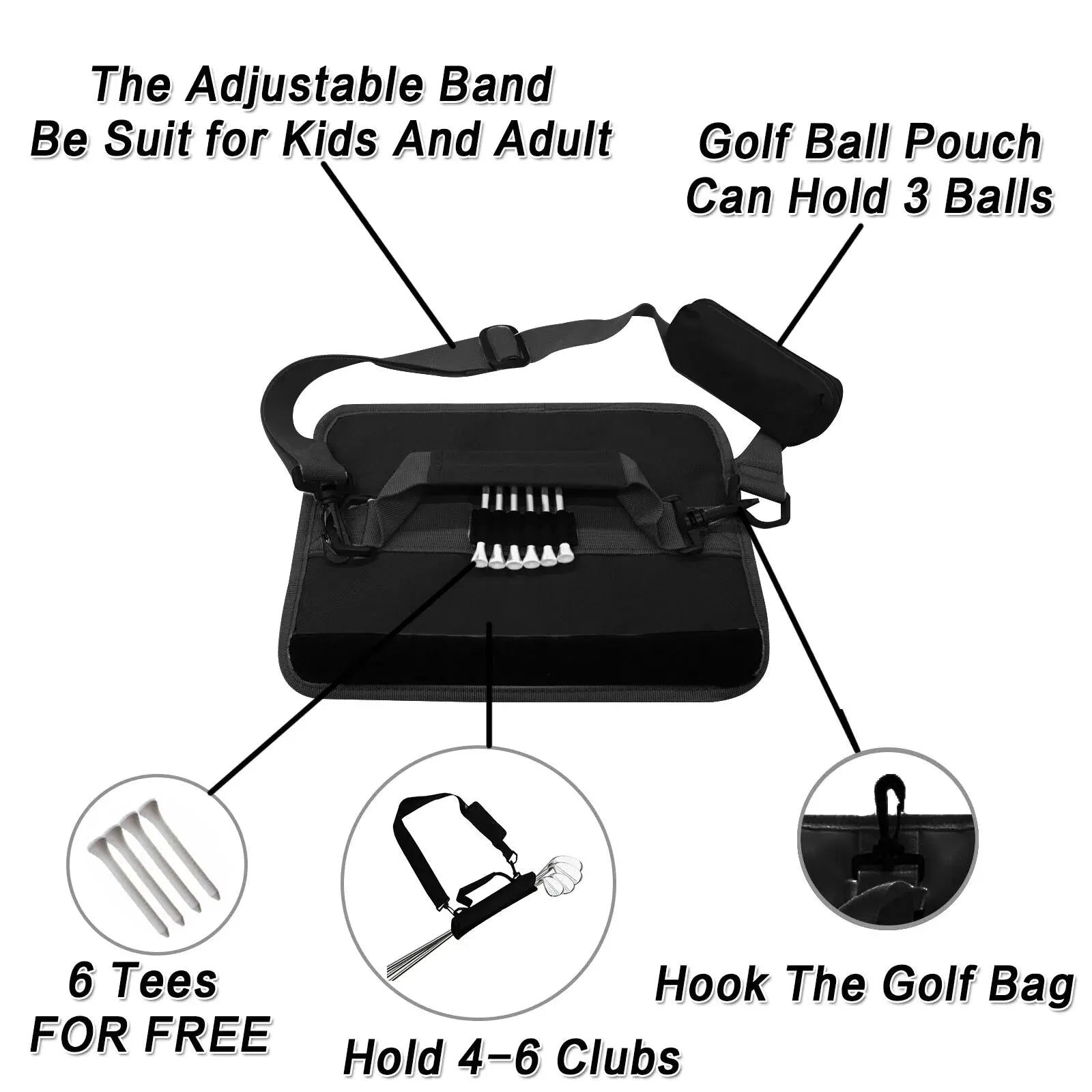 Golf Club Bag Mini Lightweight for Golfer With/Without Ball Pouch Pack, Portable for Driving Range Carrier Course Training Case - Slobuy