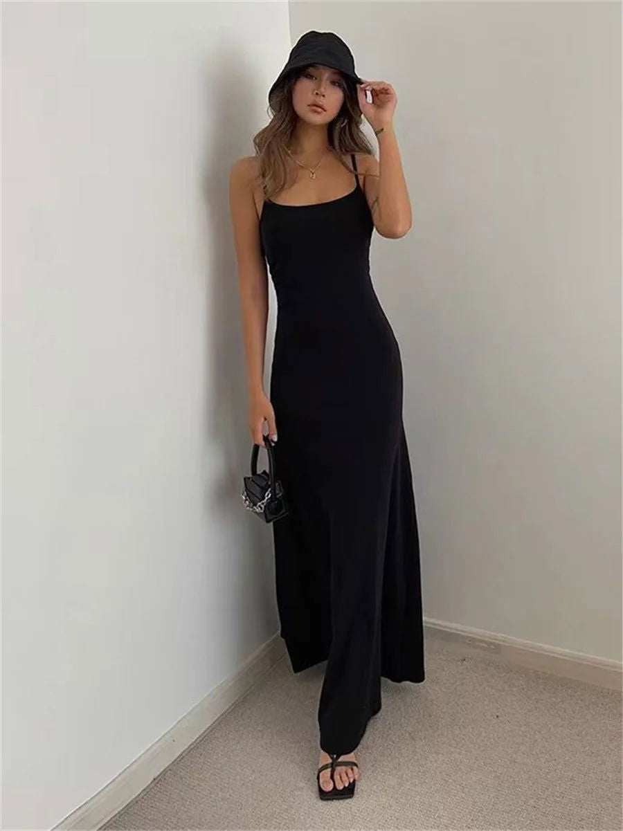 Woman Spring Summer Style Bodycon Dress Female Sexy Sleeveless Spaghetti Strap Split Sheath Dress Vestidos SS161 - Slobuy