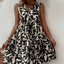 Women Boho Print Mini Dress Summer Elegant Sleeveless V Neck Ruffle A Line Tank Dress Casual Loose Oversize Beach Party Sundress - Slobuy