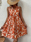 Women Boho Print Mini Dress Summer Elegant Sleeveless V Neck Ruffle A Line Tank Dress Casual Loose Oversize Beach Party Sundress - Slobuy