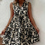 Women Boho Print Mini Dress Summer Elegant Sleeveless V Neck Ruffle A Line Tank Dress Casual Loose Oversize Beach Party Sundress - Slobuy