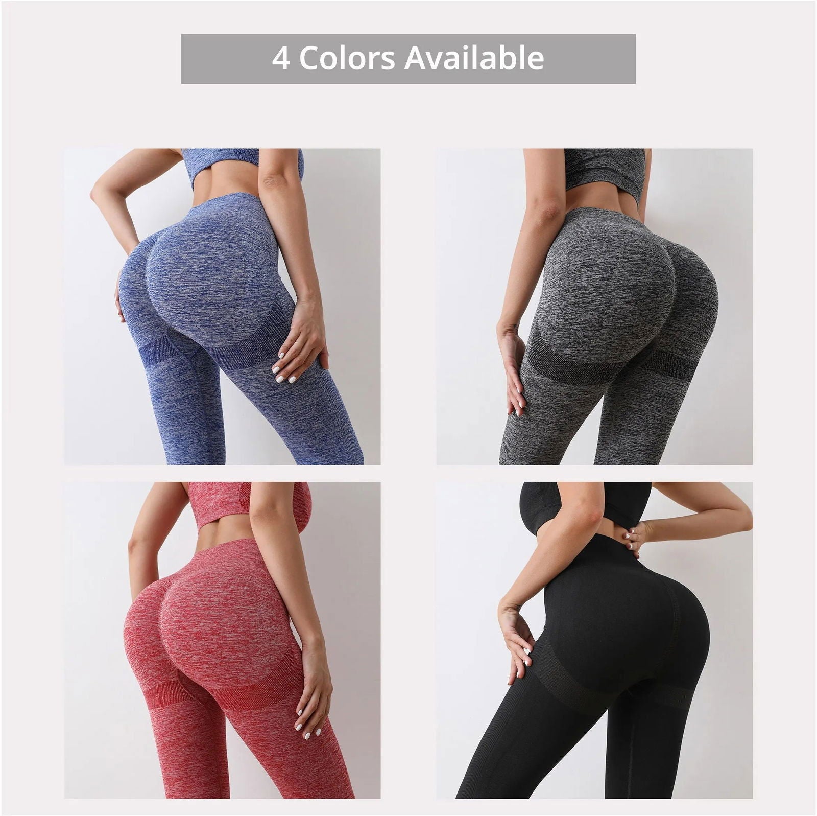Women Butt Lifting Yoga Leggings Elastic Workout High Waist Tummy Control Ruched Booty Pants Seamless Gym Compression Tights - Slobuy