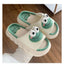 Women Cartoon Frog Slippers Winter Warm Indoor Home Slides Linen Thick Sole Couple Slipper Bedroom Anti Slip Shoes Sandals - Slobuy