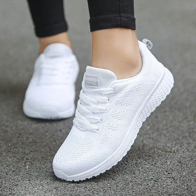 Women Casual Shoes Fashion Breathable Walking Mesh Flat Shoes Sneakers Women 2021 Gym Vulcanized Shoes White Female Footwear - Slobuy