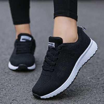 Women Casual Shoes Fashion Breathable Walking Mesh Flat Shoes Sneakers Women 2021 Gym Vulcanized Shoes White Female Footwear - Slobuy