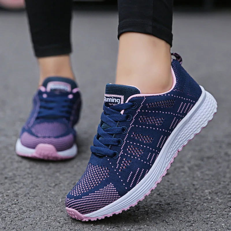 Women Casual Shoes Fashion Breathable Walking Mesh Flat Shoes Sneakers Women 2021 Gym Vulcanized Shoes White Female Footwear - Slobuy