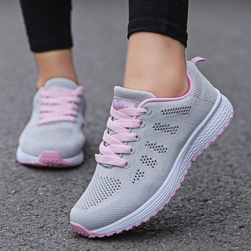 Women Casual Shoes Fashion Breathable Walking Mesh Flat Shoes Sneakers Women 2021 Gym Vulcanized Shoes White Female Footwear - Slobuy