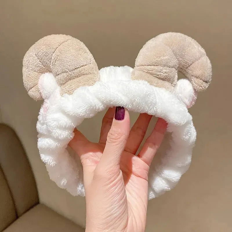Women Coral Fleece Elastic Hair BandsSoft Wash Face Hairbands Bow Headband Hair Accessories Girls Sweet Cute Headwear - Slobuy