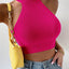 Women Dopamine Basics Solid Casual Sexy Ribbed Knit Sleeveless Corset Halter Crossfit Crop Tops Y2k Clothes Femme Stretch Tank - Slobuy