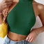 Women Dopamine Basics Solid Casual Sexy Ribbed Knit Sleeveless Corset Halter Crossfit Crop Tops Y2k Clothes Femme Stretch Tank - Slobuy