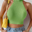 Women Dopamine Basics Solid Casual Sexy Ribbed Knit Sleeveless Corset Halter Crossfit Crop Tops Y2k Clothes Femme Stretch Tank - Slobuy