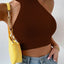 Women Dopamine Basics Solid Casual Sexy Ribbed Knit Sleeveless Corset Halter Crossfit Crop Tops Y2k Clothes Femme Stretch Tank - Slobuy