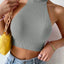 Women Dopamine Basics Solid Casual Sexy Ribbed Knit Sleeveless Corset Halter Crossfit Crop Tops Y2k Clothes Femme Stretch Tank - Slobuy