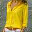 Women Elegant Solid Chiffon Blouse Spring Summer Casual Long Sleeve V Neck Loose Shirt Office Lady Tunics Oversized Tops 2023 - Slobuy