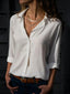 Women Elegant Solid Chiffon Blouse Spring Summer Casual Long Sleeve V Neck Loose Shirt Office Lady Tunics Oversized Tops 2023 - Slobuy