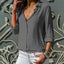 Women Elegant Solid Chiffon Blouse Spring Summer Casual Long Sleeve V Neck Loose Shirt Office Lady Tunics Oversized Tops 2023 - Slobuy