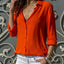 Women Elegant Solid Chiffon Blouse Spring Summer Casual Long Sleeve V Neck Loose Shirt Office Lady Tunics Oversized Tops 2023 - Slobuy