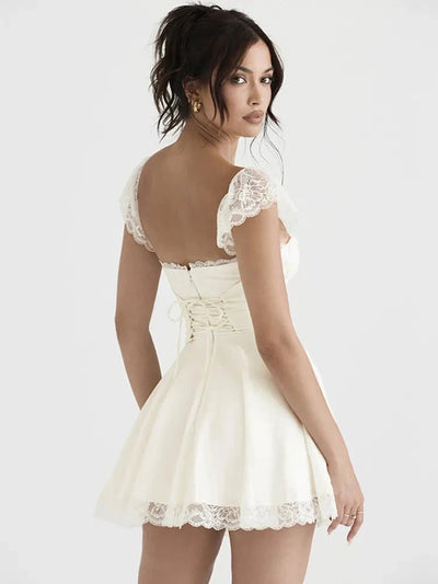Women Fashion Long Lace Dress Summer Elegant Strap Sexy Beach Party Dress Open Back Strap Sleeveless Girl - Slobuy