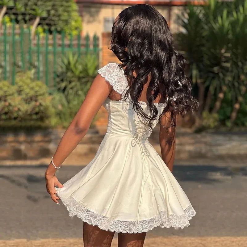 Women Fashion Long Lace Dress Summer Elegant Strap Sexy Beach Party Dress Open Back Strap Sleeveless Girl - Slobuy
