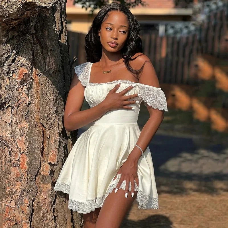 Women Fashion Long Lace Dress Summer Elegant Strap Sexy Beach Party Dress Open Back Strap Sleeveless Girl - Slobuy